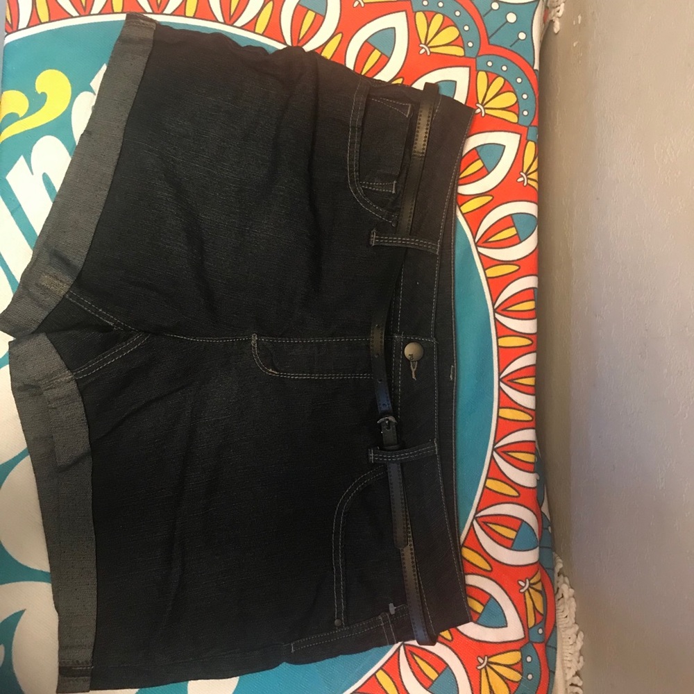 Jean Cuffed Shorts Belt 5 pockets